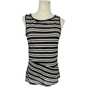 Cable & Gauge Tank Top Sleeveless Striped Pattern Casual‎ Blouse Med